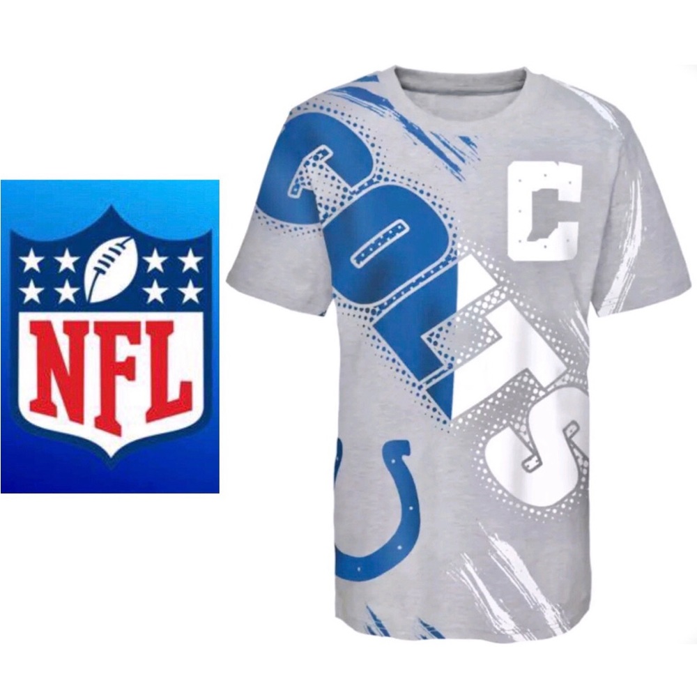 NEW NFL Indianapolis Colts Overload T Shirt Gray LARGE 14-16 Youth UNISEX Girl’s - Picture 1 of 16